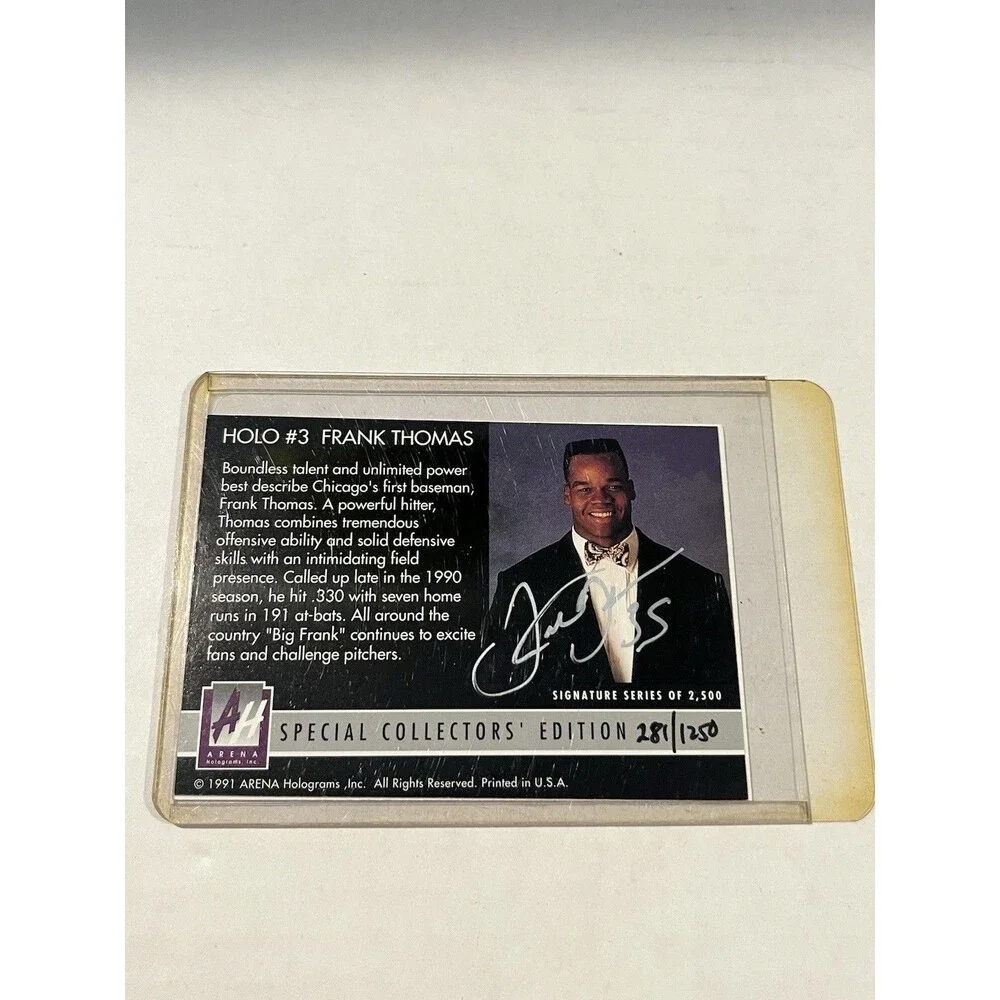1991 Arena Holograms Frank Thomas Auto #281/2500 Gold /1250 Autograph COA